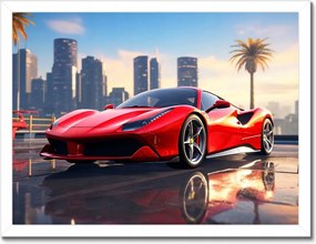 Poszterek keretben 40x30 Piros Ferrari