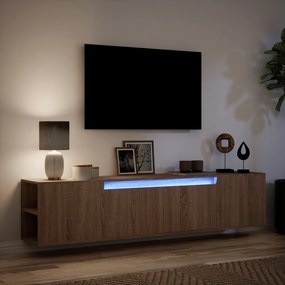 barna tölgy színű fali TV-szekrény LED-del 180 x 31 x 39,5 cm
