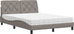 vidaXL ágy matraccal Taupe 140x200 cm szövet
