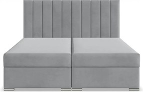 Agen ágy, bársony, 160 x 200, ágyneműtartóval, szürke