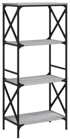 4 szintes szürke sonoma szerelt fa könyvespolc 59 x 35 x 132 cm