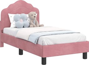 vidaXL Gyerekágy keret fejtámlával Rózsaszín 70 x 140 cm Bársony