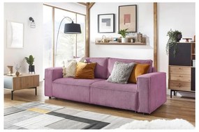 Rózsaszín kordbársony kinyitható kanapé 245 cm Nihad – Bobochic Paris