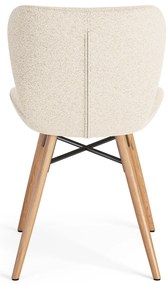 MAZZONI EXPORT ALTEA Crème (tissu Monza 90)/pieds en chêne naturel - CHAISE MODERNE BOUCLÉ POUR SALON/SALLE À MANGER/CUISINE/BUREAU