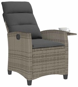 szürke polyrattan fekvő kerti szék oldalsó asztallal