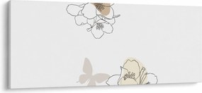 Kép - Bézs virágok pillangóval N⁰2 (120x50 cm)