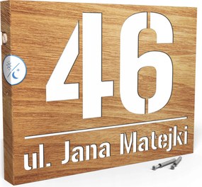 Megvilágított Házszám Címtábla 40X30 CM Szürkület Érzékelővel