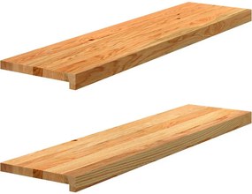 vidaXL 2 db tömör tölgyfa világosbarna lépcsőfokok 100x30x2 cm