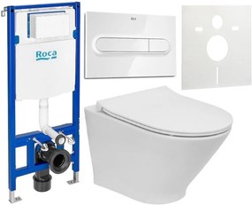 Set WC csésze Roca Gap Round A3460NBS00, beépíthető keret Roca Duplo A890070020, A801D22001, A890195000, A890063000
