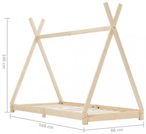 tömör fenyőfa gyerekágy-keret 80 x 160 cm