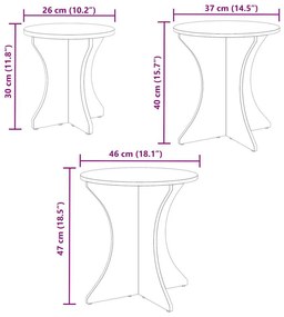 Dohányzóasztal 3 pcs Természetes 46 x 46 x 47 cm Tömör fenyőfa