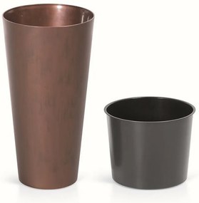 TUBUS SLIM CORTEN virágtartó 25 cm betéttel, patinázott acélból, 25 cm