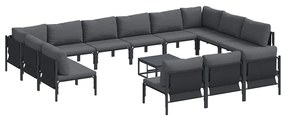 Kerti Kanapé Szett 14 pcs Antracitszürke Acél