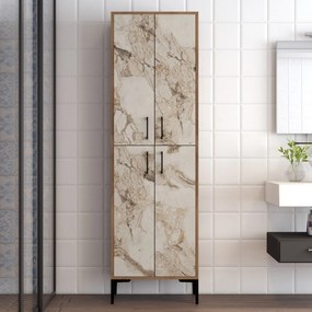 Tároló szekrény Berlin A - Diós, Fehér Marble