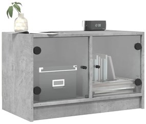 betonszürke TV-szekrény üvegajtókkal 68x37x42 cm