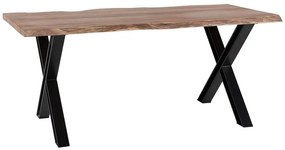 Rusztikus Fa Étkezőasztal Fekete Fém Lábazattal 180 x 95 cm BROOKE  Beliani
