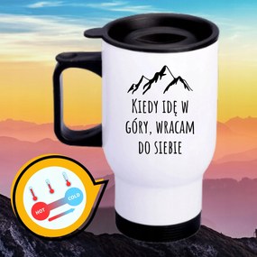 Fehér Thermo Bögre Vicces Ajándék, Amikor A Hegyekbe Megyek