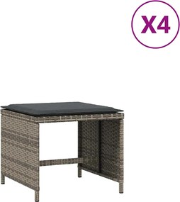 vidaXL 4 db szürke polyrattan kerti szék párnával 41 x 41 x 36 cm