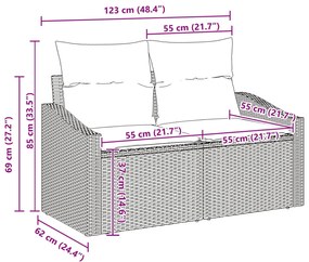 5 részes Kerti Sofa Szett Párnákkal Barna Poli Rattan