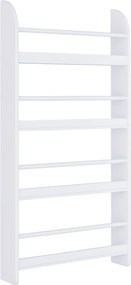 HOMCOM Fali Polc 4 Polccal Gyerek Könyvespolc Otthoni Irodához, 30kg teherbírás, 59x12x113 cm, fehér | Aosom