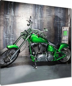 Vászonkép 90x90 Zöld chopper Motorkerékpár