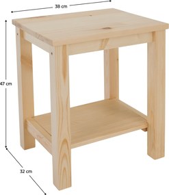 Éjjeliszekrény, masszív/természetes, FOSIL