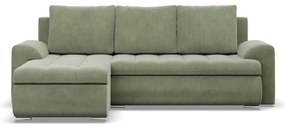 Tokio sarokkanapé, 2 ágyneműtartóval, kordbársony, baloldali, zöld