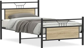 vidaXL sonoma tölgy színű szerelt fa ágykeret matrac nélkül 100x200 cm