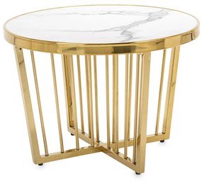 Design dohányzóasztal, márvány hatású asztallap 42x59x59cm