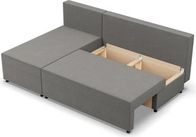 Nobu sarokkanapé, bársony, univerzális oldal, világosszürke