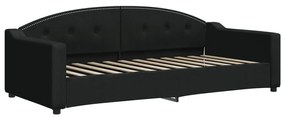fekete kihúzható szövet heverő fiókokkal 90 x 200 cm