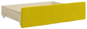 sárga kihúzható bársony heverő fiókkal 90 x 200 cm