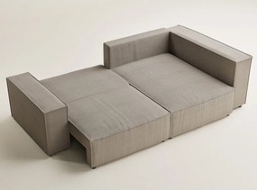 Bézs kordbársony kinyitható-tárolóhelyes sarokkanapé (jobb oldali-L alakú) Tonga – Maison de Rêve