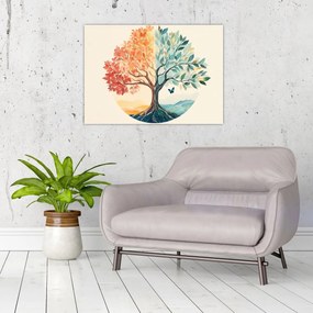 Kép – Duális fa pillangóval (70x50 cm)