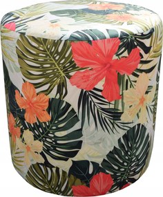 Pufa, Kerek Tropic Ülőke 40cm, Monstera Levél Mintás, Velúr Plüss