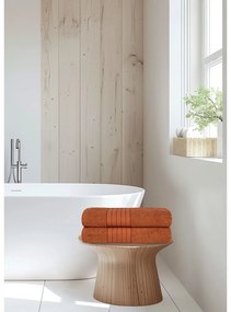 Téglavörös frottír pamut fürdőlepedő szett 2 db-os 70x140 cm – Good Morning