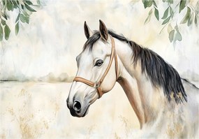 Fotótapéta Ló Levelek Beton Hálószoba Nappali Tapéta Flizelina 350x250