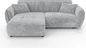 Világosszürke zsenília sarokkanapé (bal oldali-heverő résszel) Nelia – Ropez