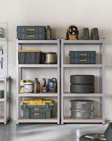 Fém tároló polcok szett(2db) 160x80x40 cm, ezüst