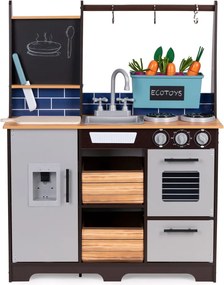 Fából készült konyha gyerekeknek veteményeskerttel és kiegészítőkkel