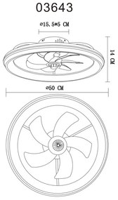 Globo Celeste 03643 távirányítós mennyezeti ventilátoros lámpa, 40W LED, 3000K-6500K, 188-2080 lm
