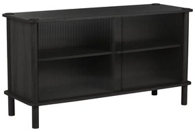 Fekete tölgyfa tálalószekrény tolóajtóval 135x73,5x48 cm Italic – UMAGE