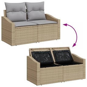 Kerti Kanapé Szett 10 darab Szürke, Természetes Rattan, Poliészter