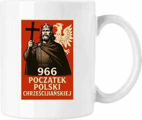 Bögre Mieszko keresztelő lengyel 2 Fehér 330ml