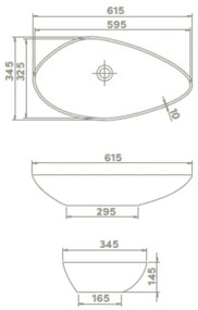 CeraStyle OLIVE - PULTRA ültethető - Top Counter - porcelán mosdó - MATT FEKETE - 60 x 35 cm