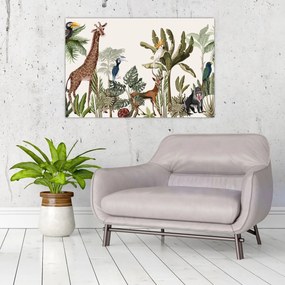 Kép - Állatokkal teli dzsungel (90x60 cm)