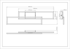 Globo 67363-30 Mennyezeti lámpa, matt fekete műanyag, fehér műanyag, mozgatható, HxSzxM: 800x220x56mm, tartozék: LED 30W 230V, 3650lm forrás, 1700lm kimenet, 3000K