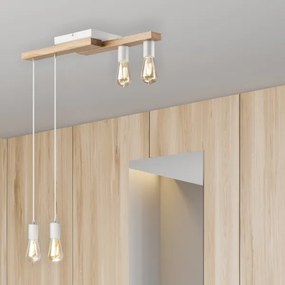 Csillár zsinóron CORTINA 4xE27/15W/230V fehér/tölgy