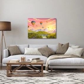 Léggömbök képe a táj felett (70x50 cm)