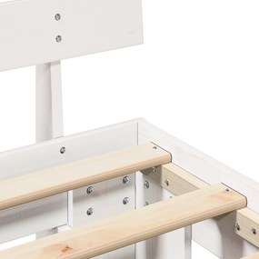 ágykeret fejtámlával Fehér 100x200 cm Tömör fa fenyő